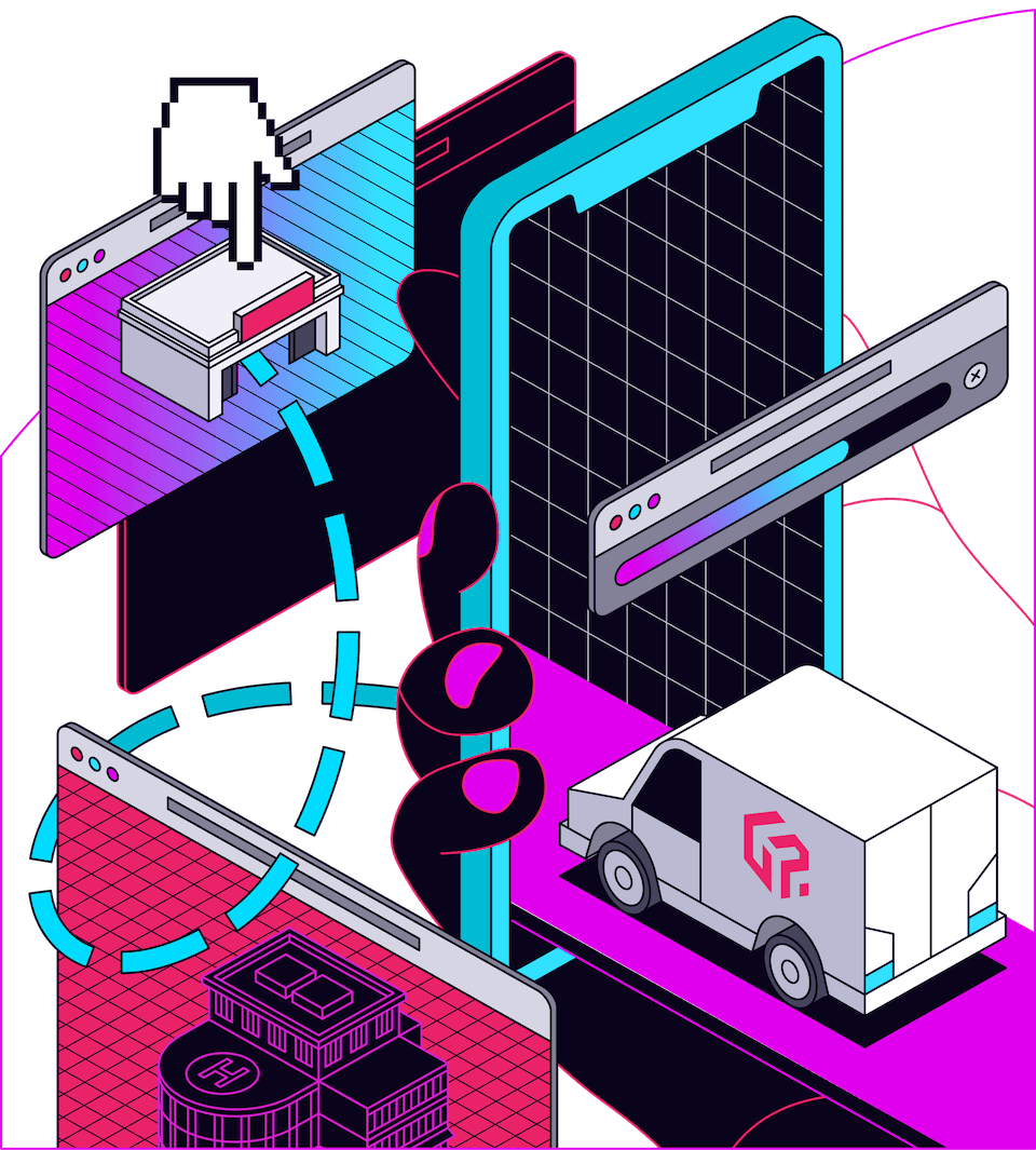 Gophr Illustration Van Courier Mobile Screen