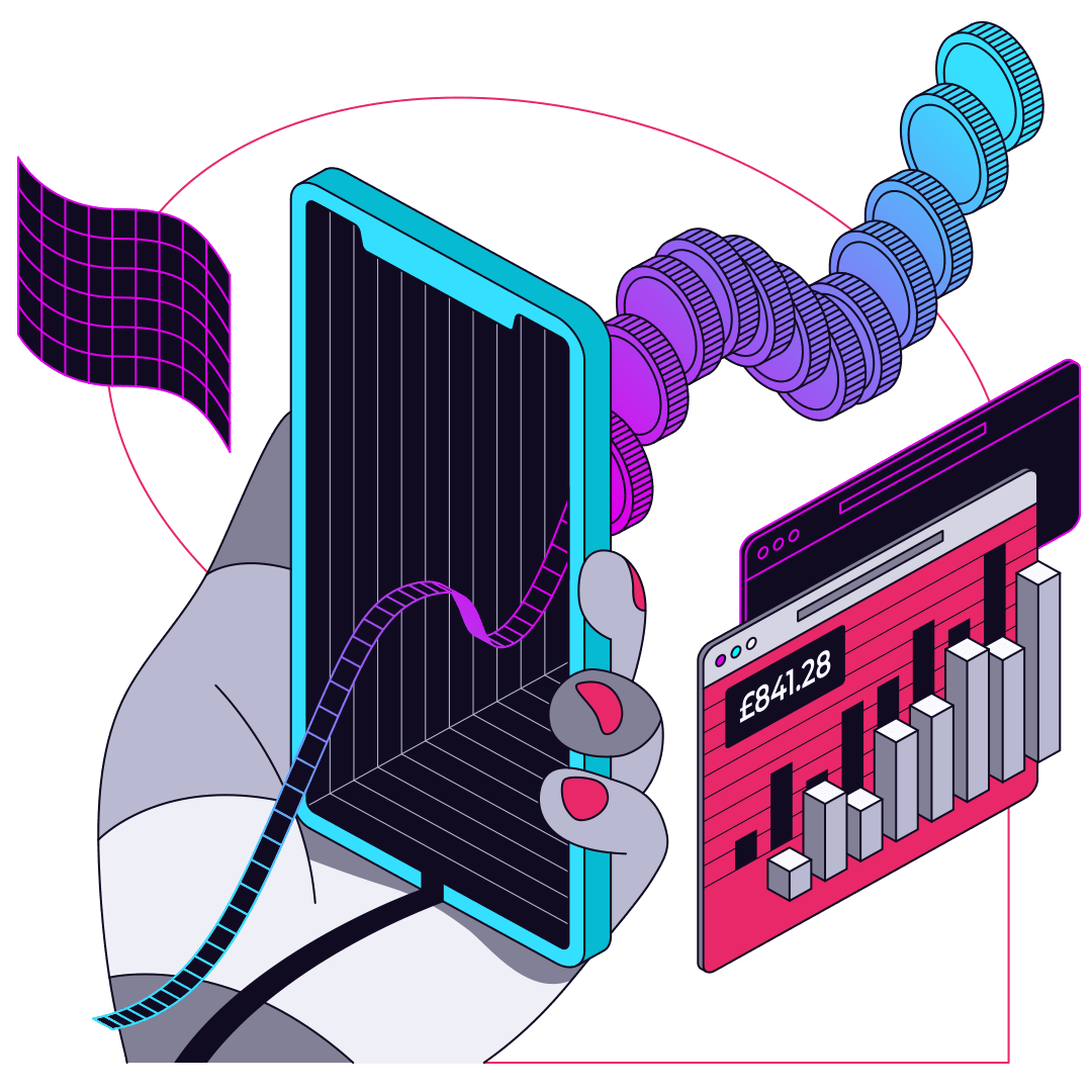 Gophr Illustration Mobile Currency Graph